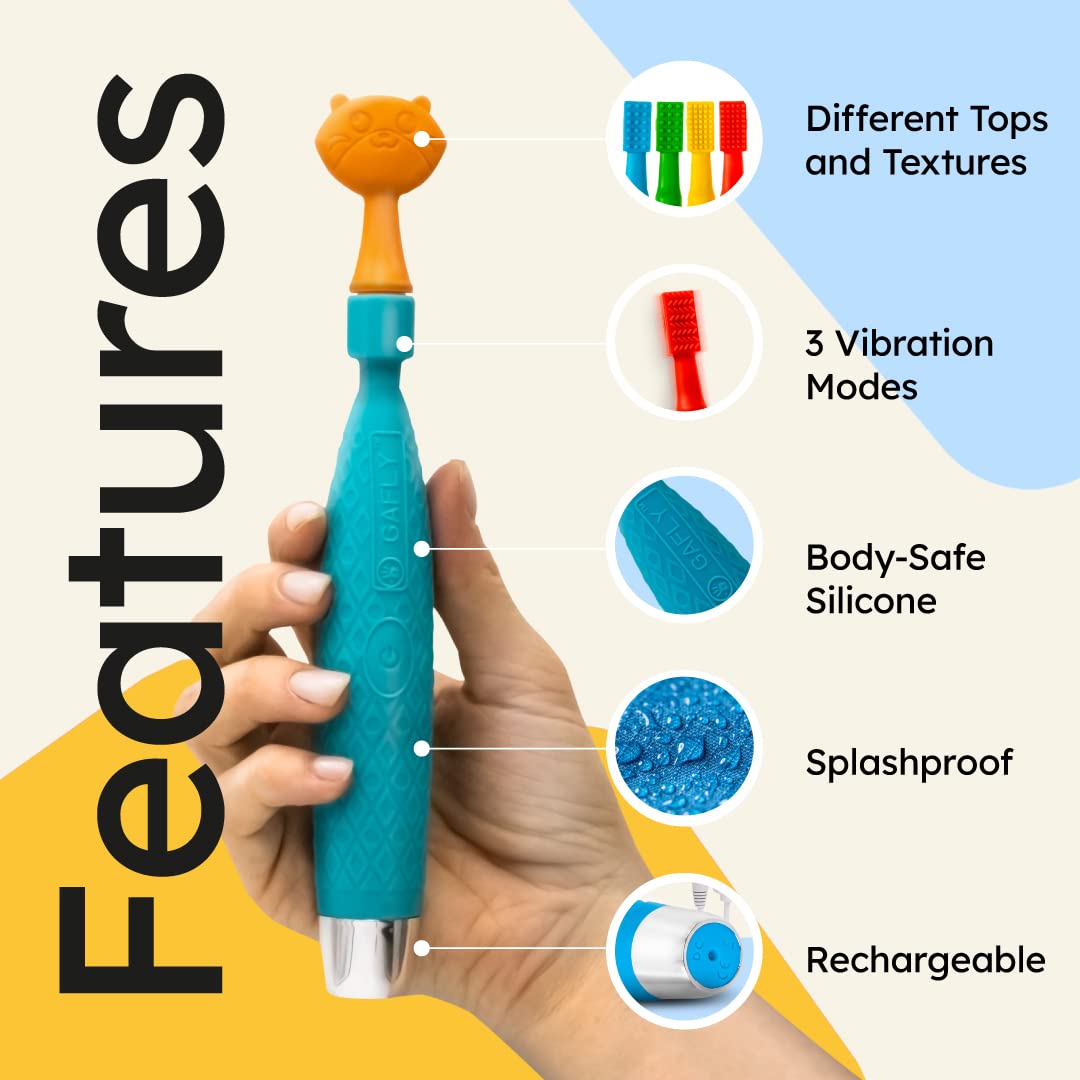 GAFLY Therapen: Rechargeable Oral Massager for Speech Therapy, Sensory Brush, Speech Therapy Toys, Adjustable Speed Setting, USB Charging, Mouth Stimulator, Kids Chew Toys Sensory with Storage Pouch