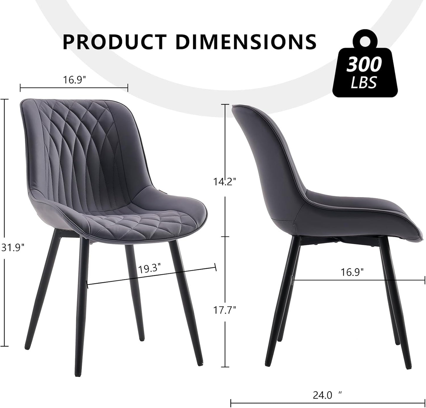 YOUNIKE Dining Chairs Set of 2 with High Backs Mid Century Modern Kitchen Dining Room Chairs PU Faux Leather Upholstered Comfortable Wide Padded Accent Side Chair for Living Room Grayish Purple