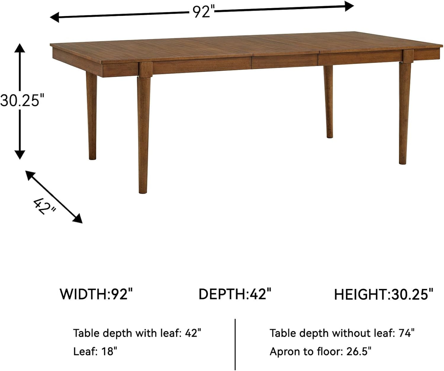 Signature Design by Ashley Lyncott Mid-Century Dining Extension Table with Removable Center Leaf, Dark Brown