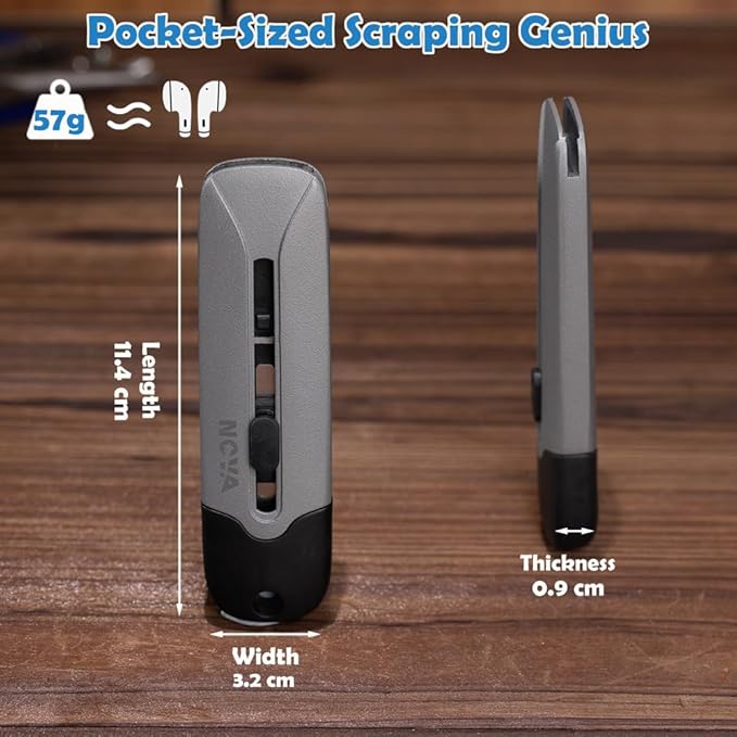 Nova 2 in 1 Scraper Utility Knife with Extra10 Metal Razor Blades +10 Plastic Blades, 2 Cutting Depth of Box Cutter, Multi-Purpose Cleaning and Cutting