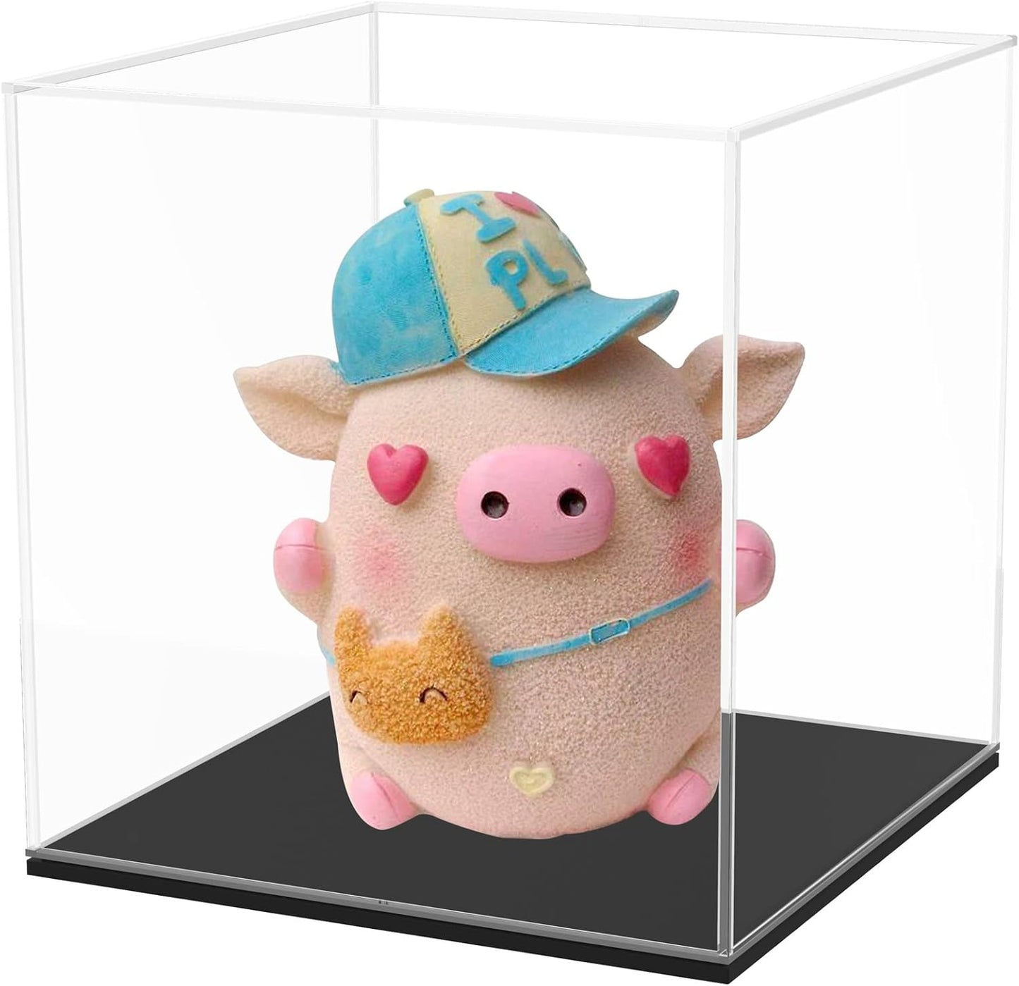 Display Case, Acrylic Box with Matt Base and Lid for Display, Super Clear Preassemly Display Case for Figures (4x4x4 inch)