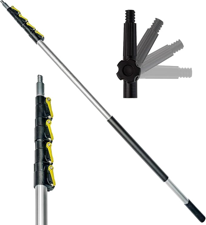 DOCA Telescoping Pole 6-24 Ft - Extension Pole for Cleaning, Feather Duster, Window Washing Kit, Paint Roller, Window Squeegee - High Reach Extendable Kit for Indoor & Outdoor - Pole Only