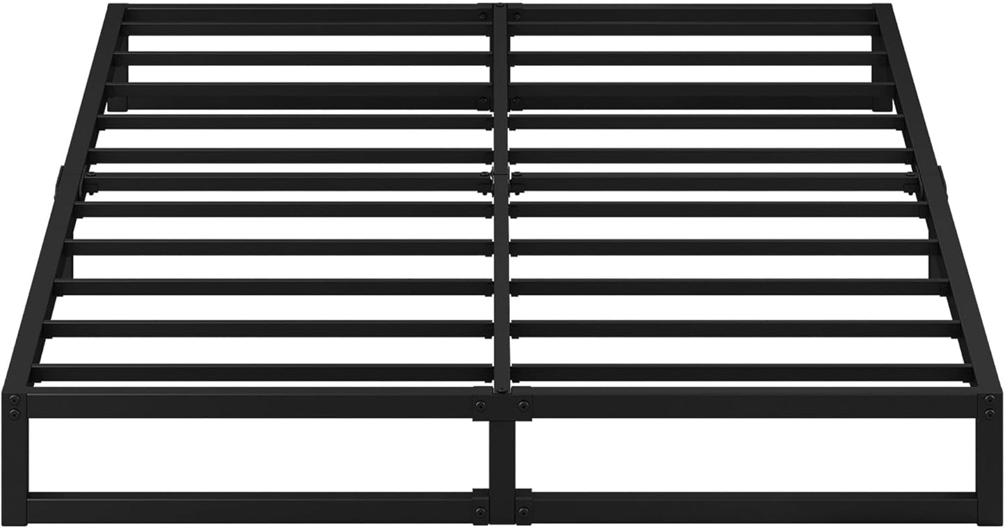 EMODA 7 Inch King Size Bed Frame No Box Spring Needed, Heavy Duty Metal Platform with Steel Slats, Noise Free, Easy Assembly, Black