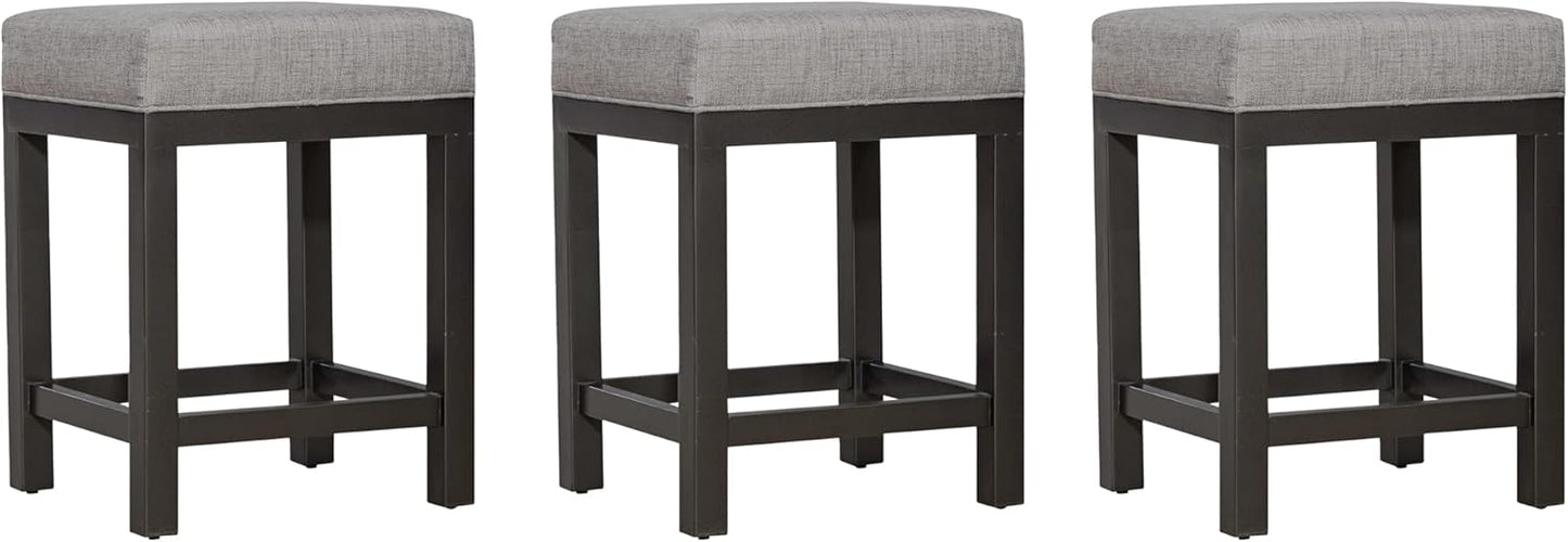 Liberty Furniture Industries Tanners Creek Uph Console Stool (3 Piece Set), W19 x D16 x H25, Medium Gray