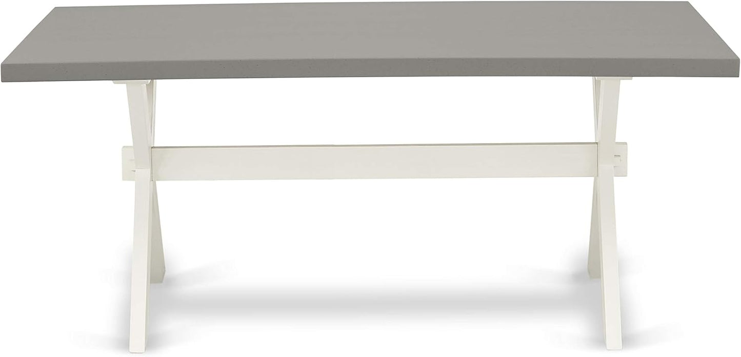 East West Furniture X097CE215-5 5 Piece Dining Room Table Set Includes a Rectangle Dining Table with X-Legs and 4 Baby Blue Linen Fabric Upholstered Parson Chairs, 40x72 Inch, Multi-Color