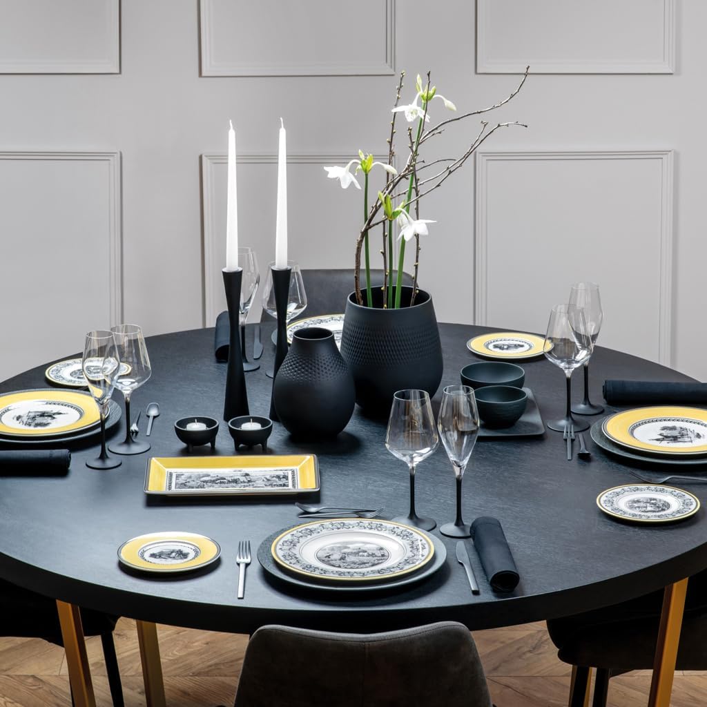 Villeroy & Boch Audun Ferme Dinner Plate, 10.5 in, Premium Porcelain, White/Grey/Yellow