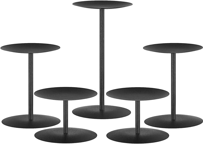Smtyle Candle Holders for Pillar Candles - Matte Black Christmas Decorations Indoor, Perfect Centerpieces for Tables, Elegant Gift for Home Decorator & Minimalist