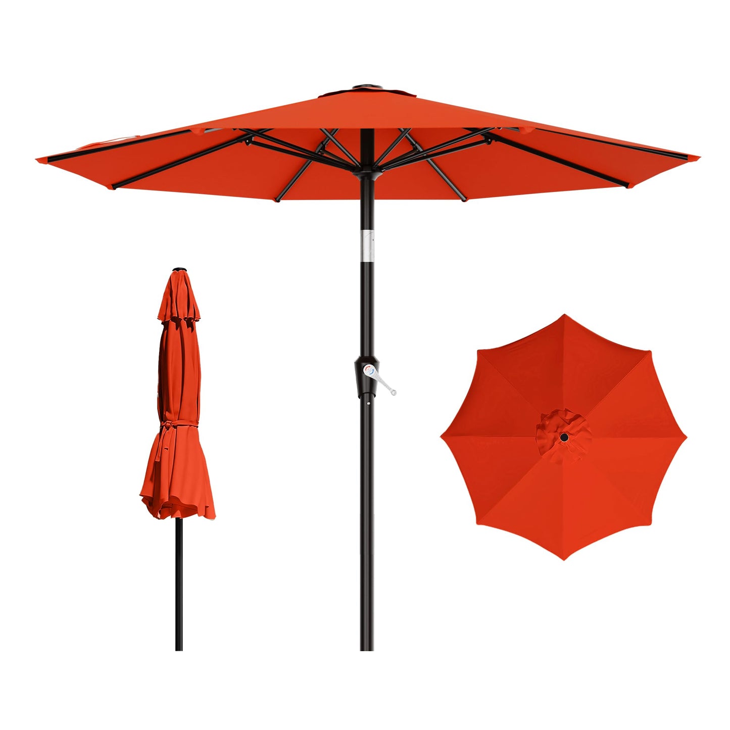 AreShark 9 FT Patio Umbrella for Outdoor, Outdoor Table Umbrella with Push Button Tilt and Crank, Outdoor Patio Umbrellas with 8 Sturdy Ribs for Market, Garden, Pool (Orange)