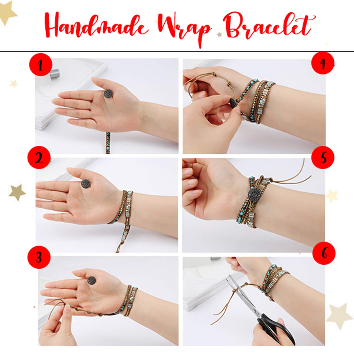 ZOSOJONA Boho Wrap Bracelets Natural Jasper Crystal Stone Variety Beads Strand Bracelet Jewelry Collection For Women