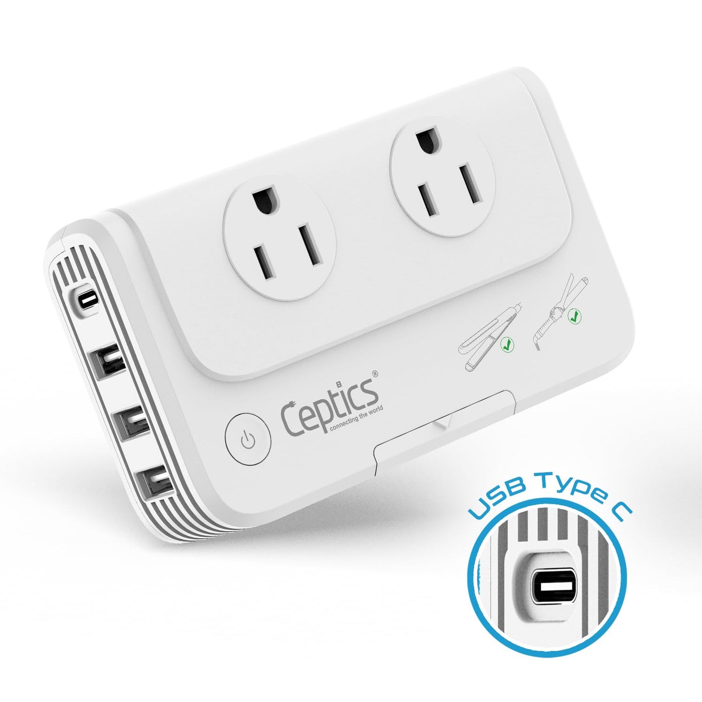 Ceptics 200 W Voltage Converter, Convert 220 V To 110V For Devices Like Curling Iron, Straightener, Chargers, Step Down World Po