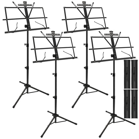 4 Pack Music Stand, 2 in 1 Dual-Use Folding Sheet Music Stand, Lightweight Portable Adjustable Desktop Book Stand with Music She