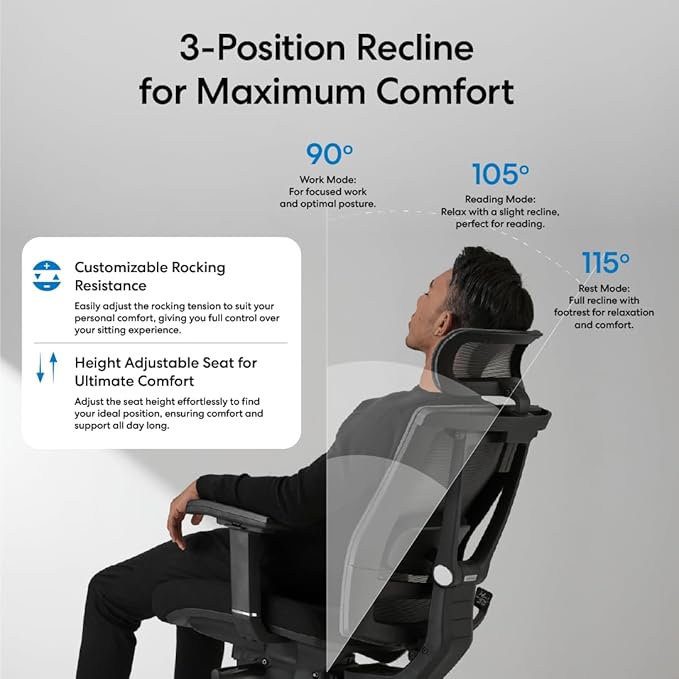 Autonomous ErgoChair Pro Ergonomic Office Chair Foam Grey Adjustable Lumbar Support, Rolling Swivel - Home Office Desk Chairs with Wheels and Arms - Ergonomic Desk Chair Comfy for Gaming & Long Hours