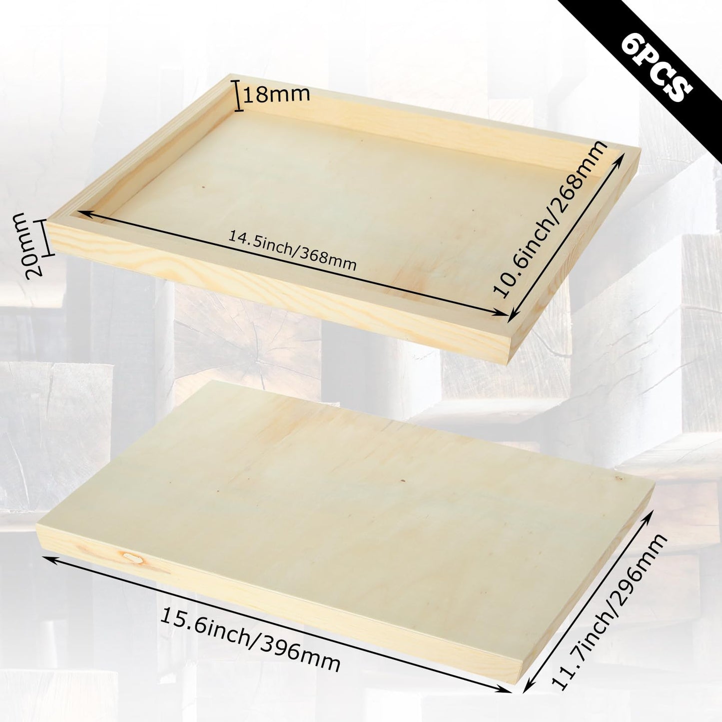 FVIEXE 6PCS Wood Panels for Painting, 12 x 16 Inch Craft Wood Canvas Panel Boards Unfinished Wooden Painting Pouring Panel Board for Arts & Crafts, 3/4 Inch Deep