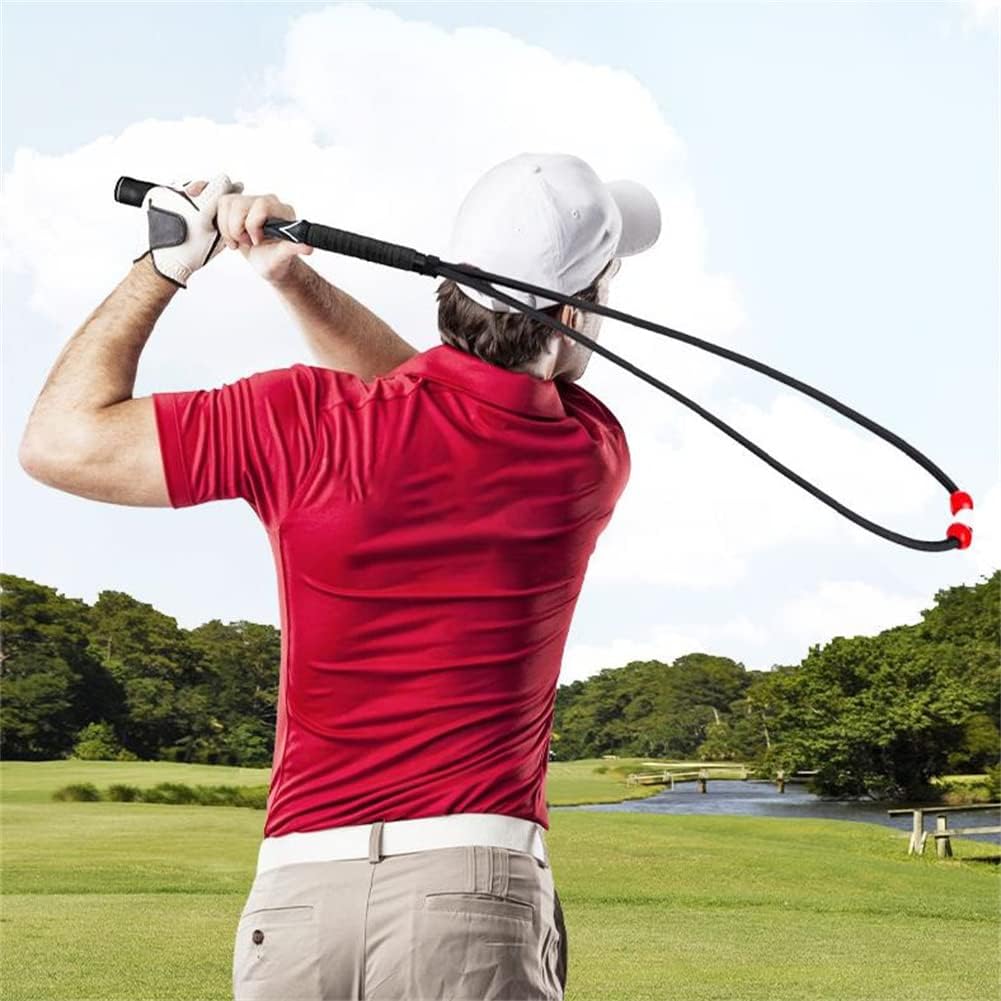 Golf Swing Trainer, Golf Swing Trainer Aids Set, Distance Rope Improve Swing Speed Lagging Rhythm, Golf Warm-Up Stick for Strength & Tempo Training Arm Band for Golf Beginner Black