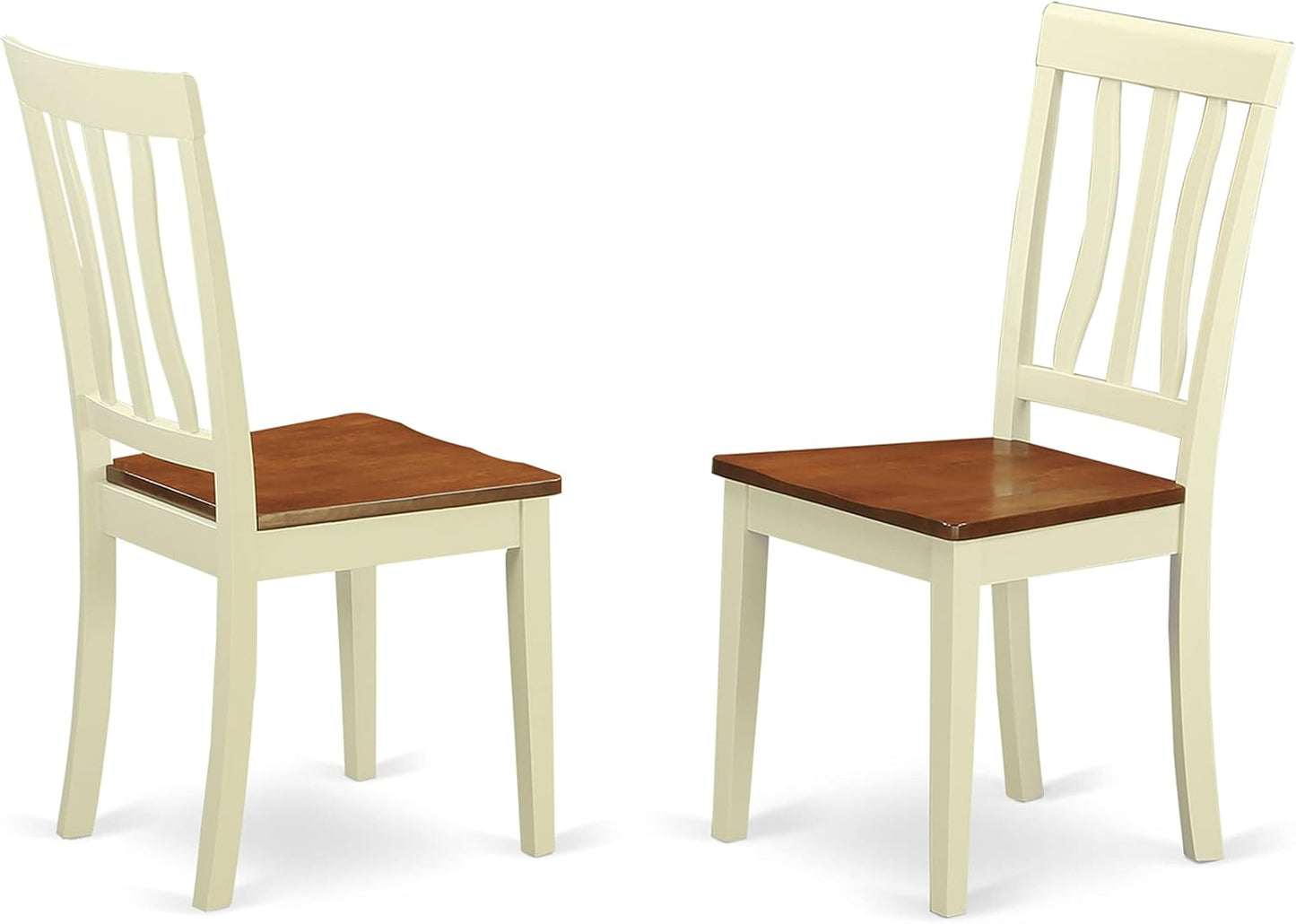 East West Furniture HLAN5-BMK-W 5 Piece Modern Dining Table Set Includes a Round Wooden Table with Pedestal and 4 Dining Room Chairs, 42x42 Inch, Buttermilk & Cherry