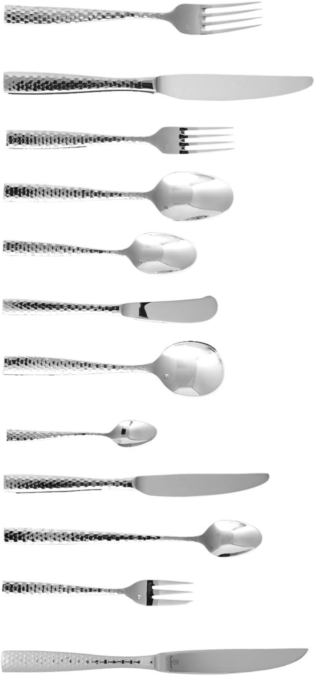 Fortessa Lucca Faceted 18/10 Stainless Steel Flatware Appetizer/Cake Fork, Set of 12