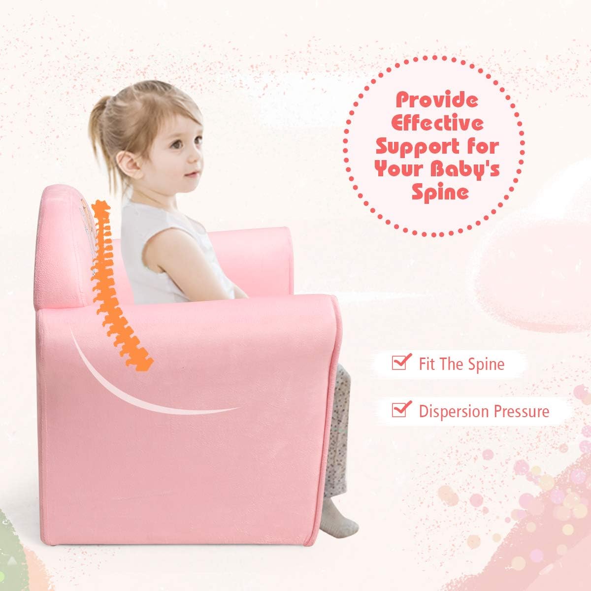 Costzon Kids Couch, Children's Sofa Armrest Chair with Pattern, Toddler Furniture w/Sturdy Wood Construction, Preschool, Lightweight Kids Couch Sofa Chair for Aged 1-5 Boys & Girls Gifts, Mermaid