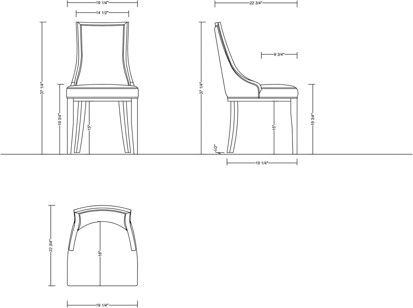 Manhattan Comfort Grand Avenue Faux Leather Dining Chairs, Parsons Accent Furniture with Padded Wingback Seat and Solid Beech Wood Frame, Set of 4, Light Grey