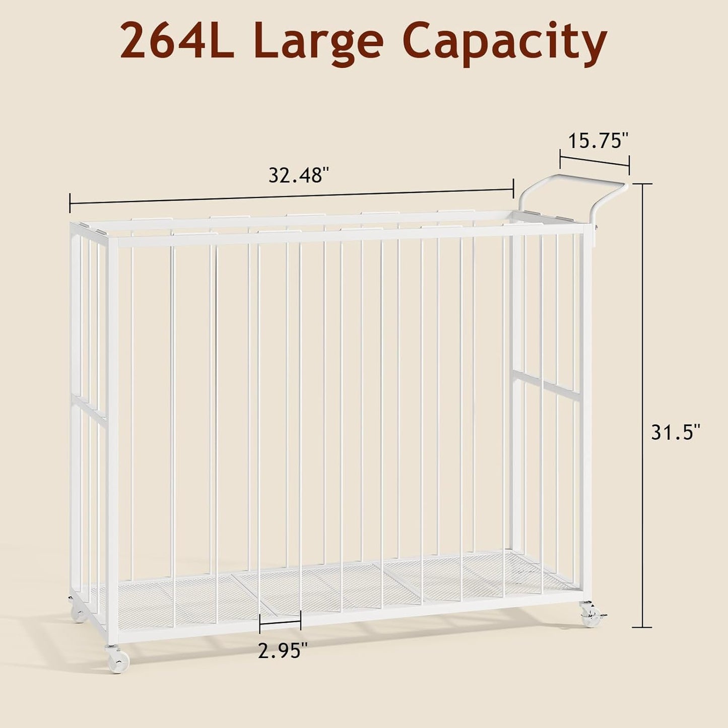 Ball Storage Bin Rolling Sports Ball Cart, Metal Garage Organizer Sport Rack, Ball Basket Storage, Ball Cage for Garage or Gym, Indoor & Outdoor Sports Equipment Organizer