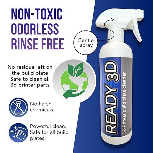 Printer High Quality Build Plate Cleaner, Non-Toxic, No Odor, Easy Clean, Rinse-Free Formula, Includes 12"x12" Microfiber Cleaning Towel (Build Plate Cleaner and PTFE 3D Printer Lubricant)
