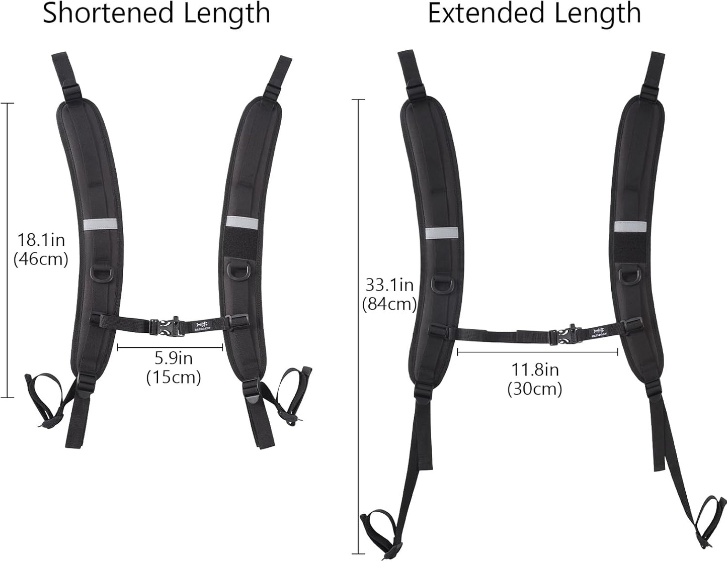 BASSDASH Backpack Straps Replacement Adjustable Padded Shoulder Straps for Backpack Dry Bag (Ladder Lock Buckles)