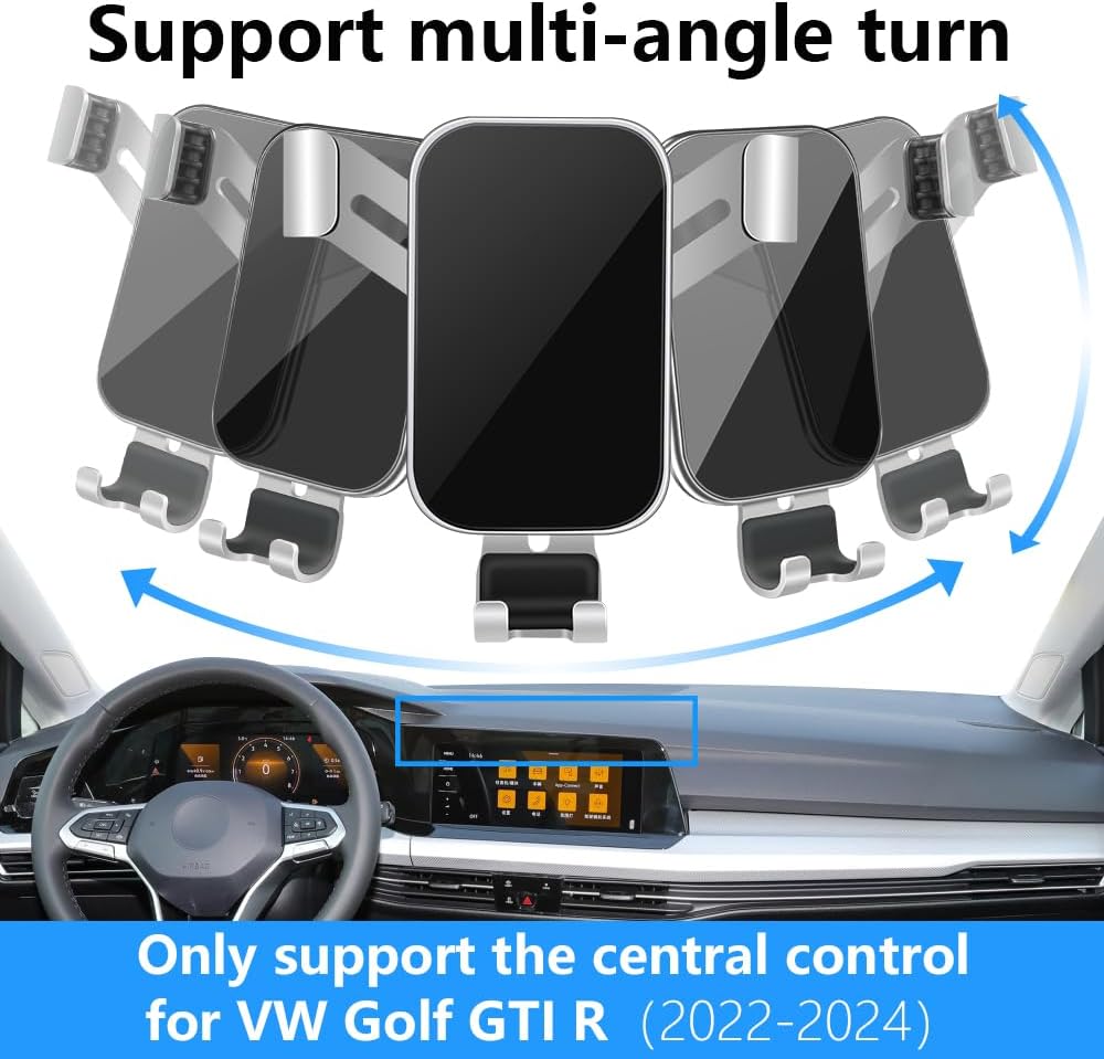 LUNQIN Car Phone Holder for Volkswagen Golf GTI 2022 2023 2024 and VW Golf R 2022-2024 Screen Stand MK8 Auto Interior Accessories Best Cell Phones Mount Cellphone Mobile Cradle Charging GPS Bracket