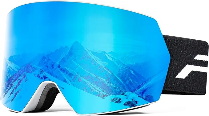 Ski Goggles for Men Women,Frameless UV Protection OTG Anti-fog Snowboard Snow Skating Goggles