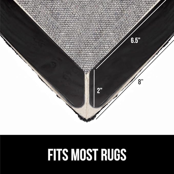 GORILLA GRIP Rug Gripper Pads Keep Area Rugs Corners from Curling, No Damage Reusable Double-Sided Stickers, Holds Down Carpet in Place on Hardwood Floors, Grips Tile Floor, Holiday Home Decor 8 Pcs