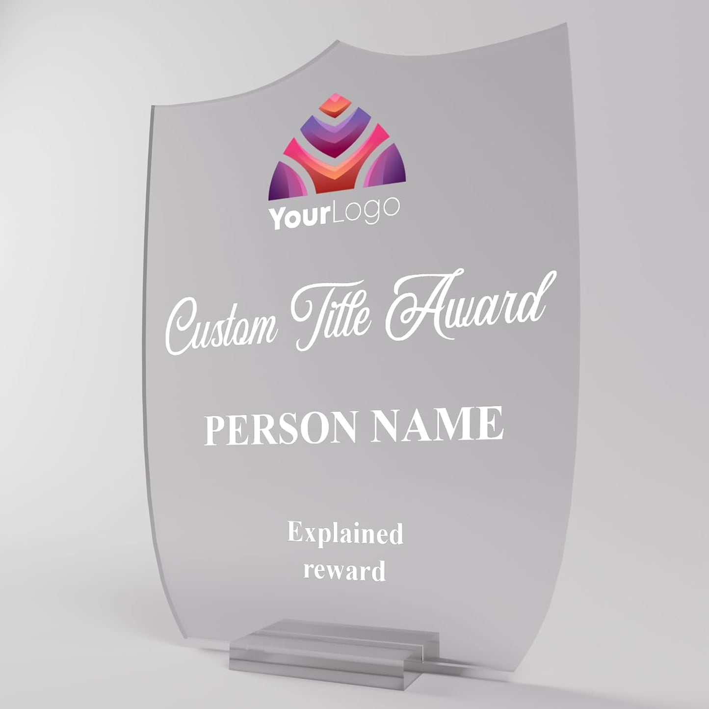 Personalized Acrylic Trophy Award for Activities I Custom Trophy Plaque I Customizable Awards and Trophies I Customize Your Employee Appreciation Gifts (Wide 8" x 10" Height) (Award With Logo)