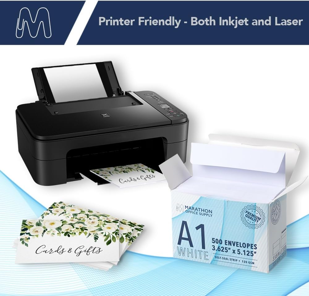 MOS A1 White Envelopes 3.6 x 5.1 Inch 500 Pack — Self-Seal Heavyweight Invitation Envelopes for RSVP, Thank You Cards, Gift Cards, Weddings, Business Mailings