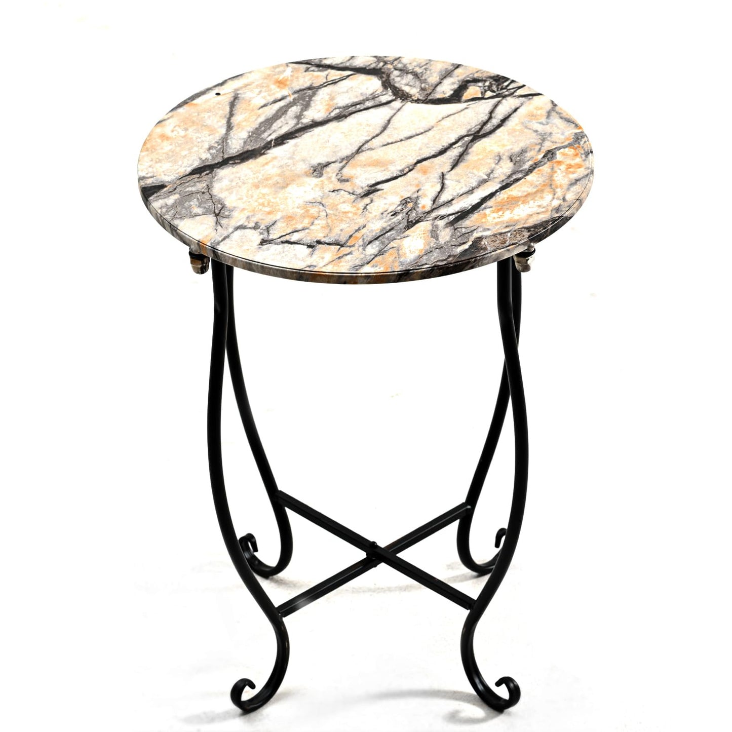 Aonagi Patio Side Table, Versatile 14" Round Side Table for Balcony Yard Porch Bedside Rocking Chair and Pool Chair, Weather Resistant Metal Accent Table for Indoor Outdoor Use, Easy Assembly