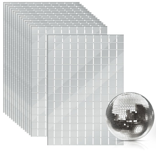 OTYMIOW 2250 PCS Disco Ball Tiles, 10 x 10 MM Self-Adhesive Disco Ball Stickers, Mosaic Mirror Tiles