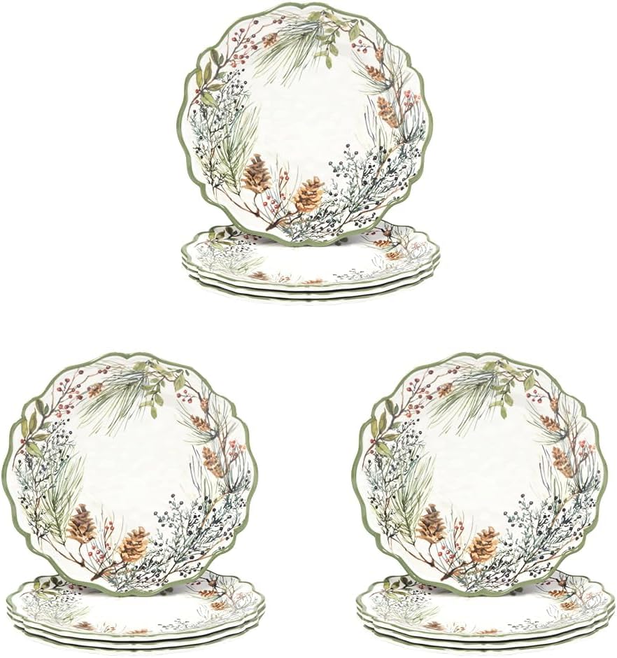 Certified International Winters Forest 11" Melamine Dinner Plates, (Pack of 12)