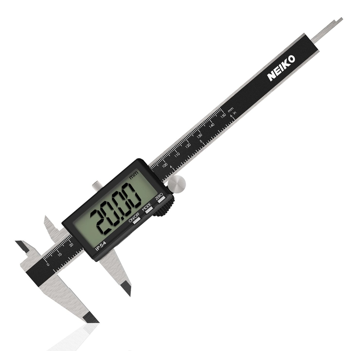 NEIKO 01401A 6-Inch Electronic Digital Caliper, Stainless Steel, Extra Large LCD Screen, Measurement Conversions for Inches, Millimeters, and Fractions