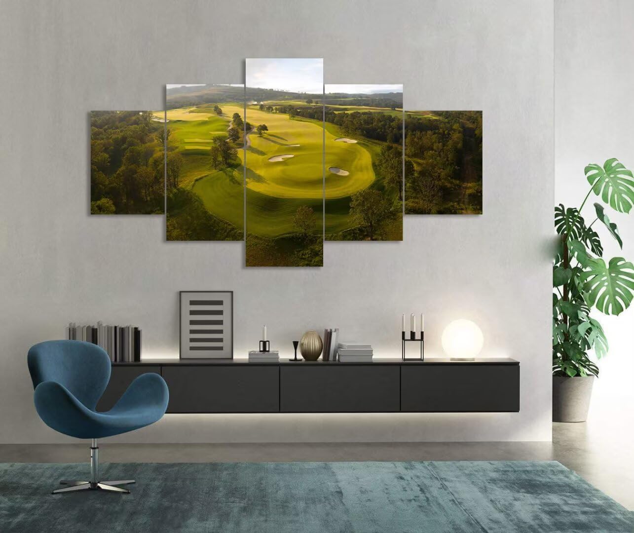 chenchenArt Payne's Valley Golf Course Wall Art Canvas Prints - Payne's Valley Golf Course Pictures Wall Decor for Living Room Bedroom Bathroom Home Decorations Framed Ready to Hang(50''W x 24''H)