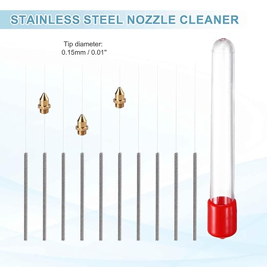 MECCANIXITY 10Pcs 3D Printer Nozzle Cleaning Kit Precision 0.15mm Stainless Steel Cleaner Needles for 3D Printer Clog Removal, Maintenance