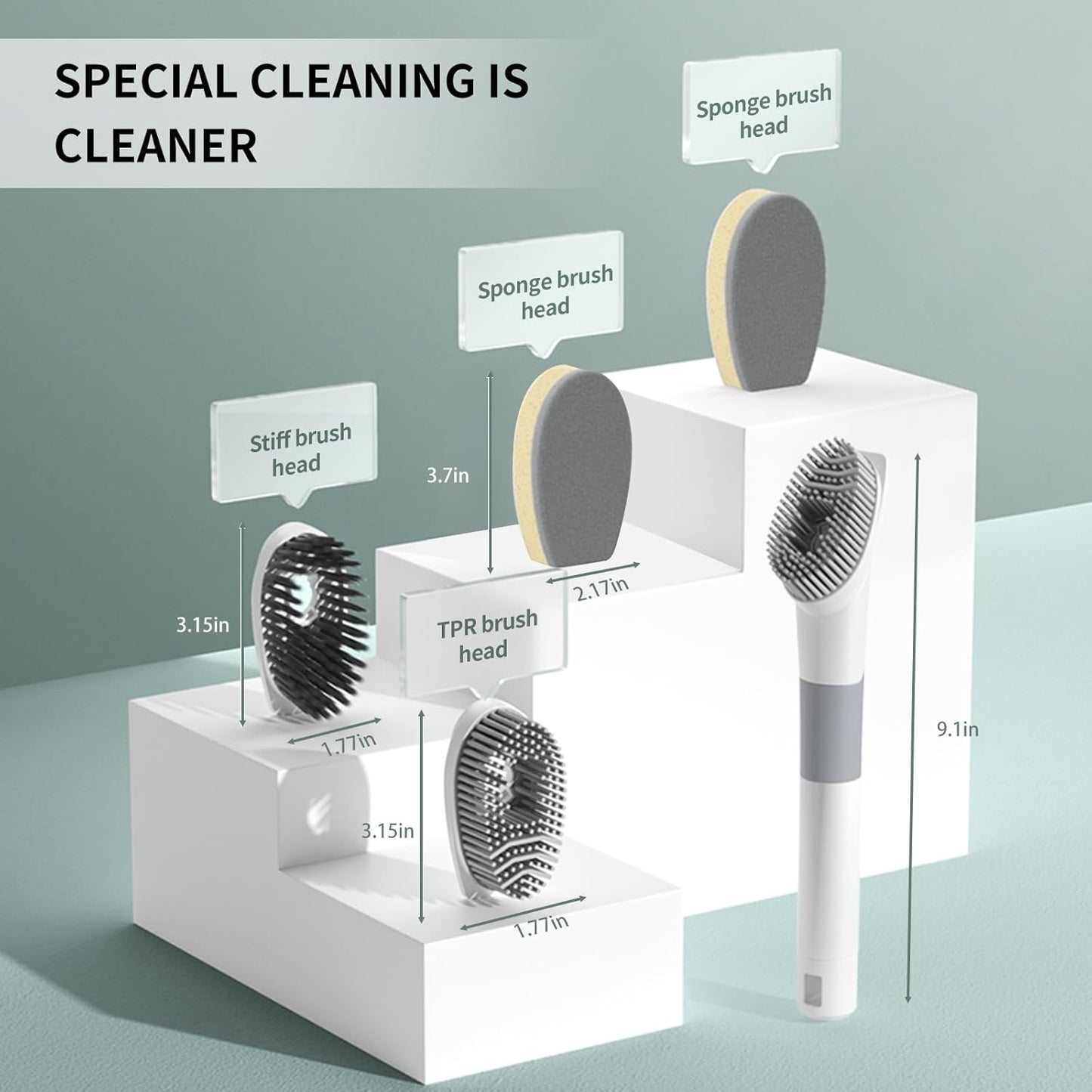 Dish Brush with Soap Dispenser, Dish Wand, Dish Sponge Set - Multi-Use Kitchen Sponges & Scrub Brush for Cleaning Dishes, Kitchen Dish Brush with Handle,4 Replacement Brush Heads