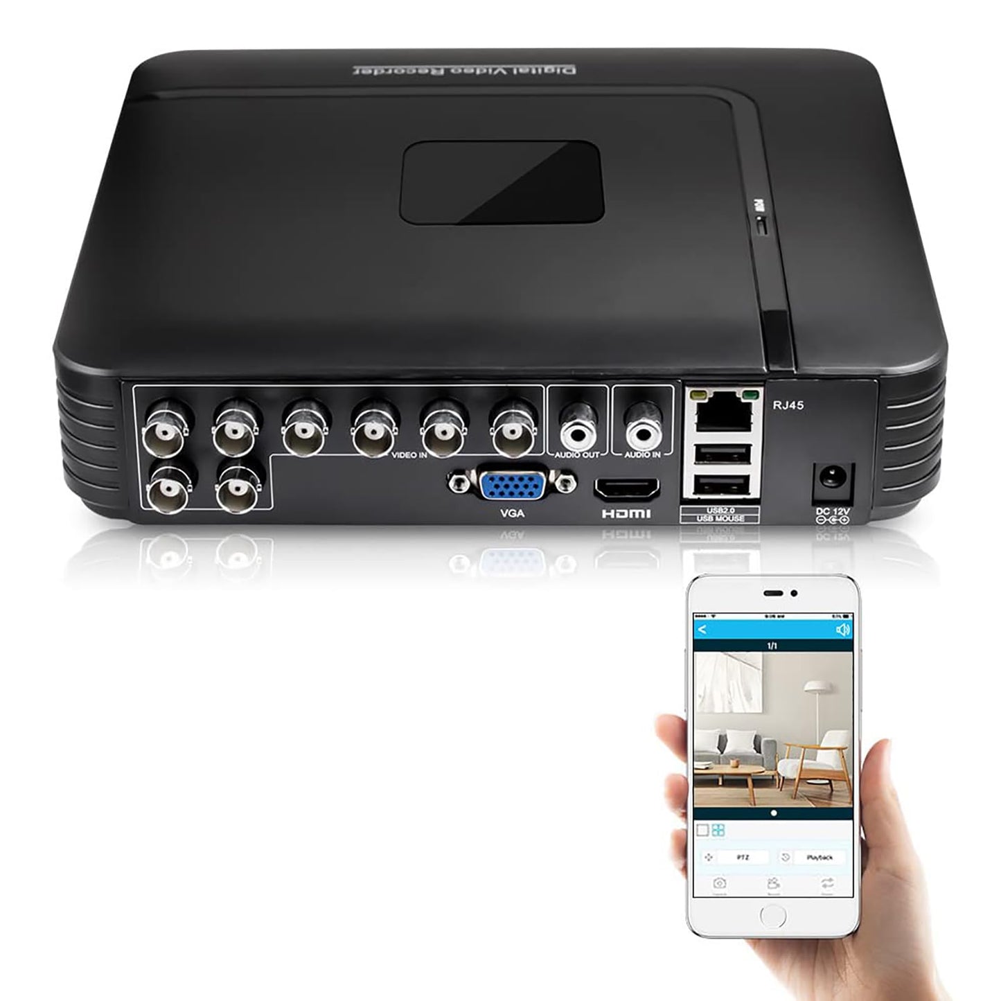 1080P 8CH Surveillance DVR Recorder H.265+ Standalone 4-in-1 CCTV Digital Video Recorder DVR for Security Camera Home Surveillance System  Mobile APP & PC Remote (No Hard Drive)-New