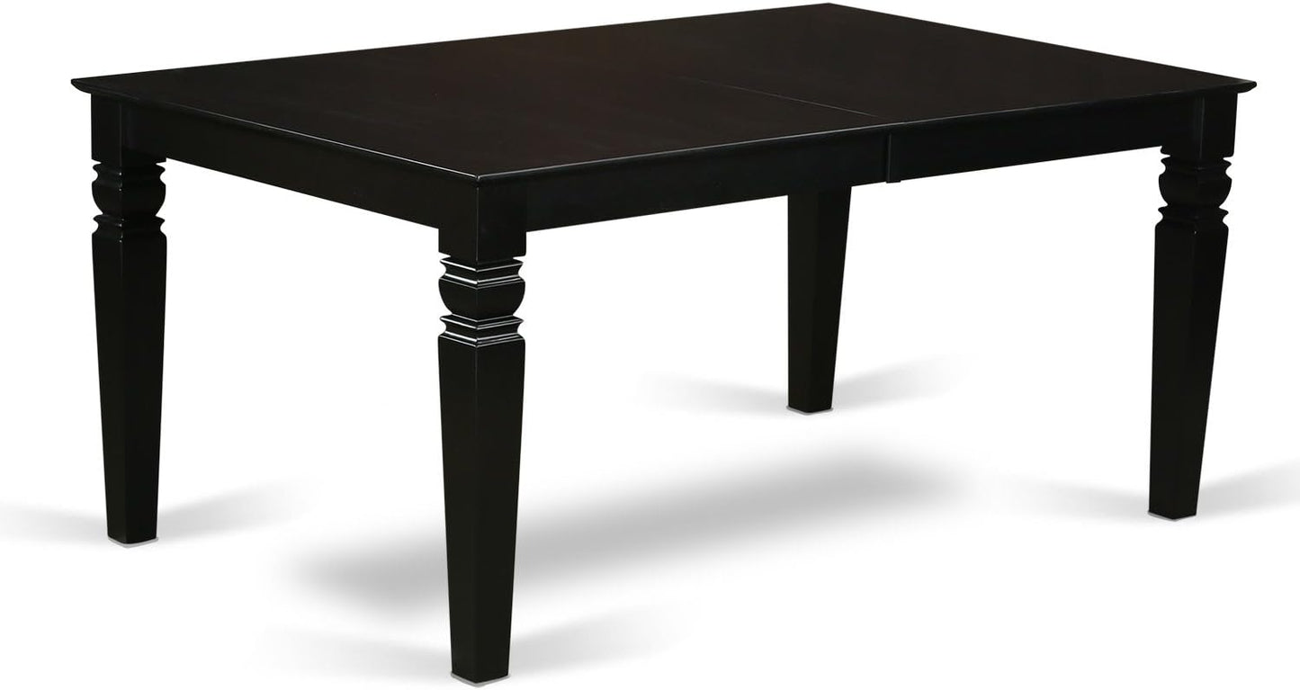 East West Furniture LGPF9-BLK-C 9 Piece Dining Set Includes a Rectangle Dining Table with Butterfly Leaf and 8 Linen Fabric Kitchen Room Chairs, 42x84 Inch, Black