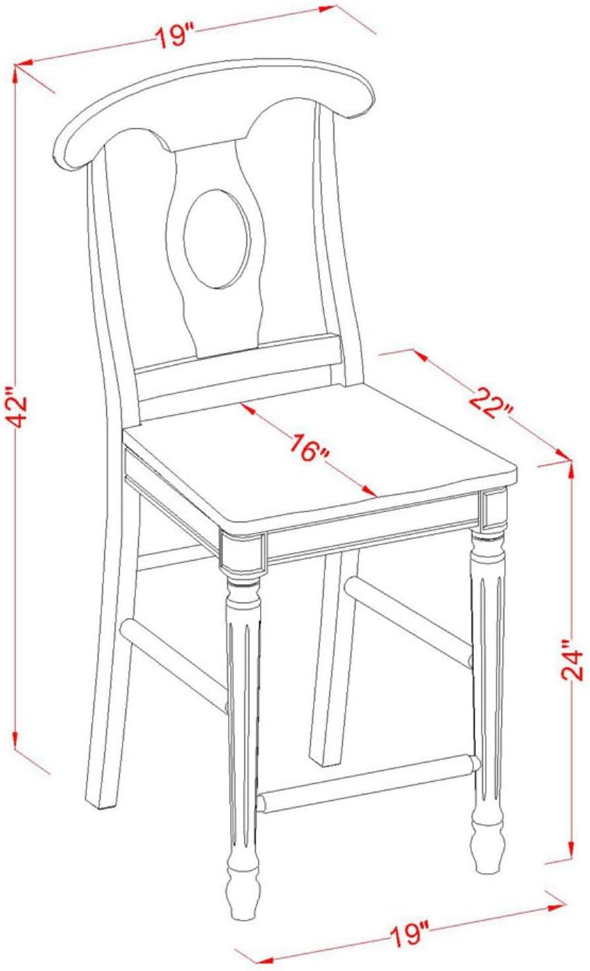 East West Furniture YAKE3-BLK-W 3 Piece Kitchen Counter Set for Small Spaces Contains a Rectangle Dining Room Table and 2 Dining Chairs, 30x48 Inch, Black & Cherry