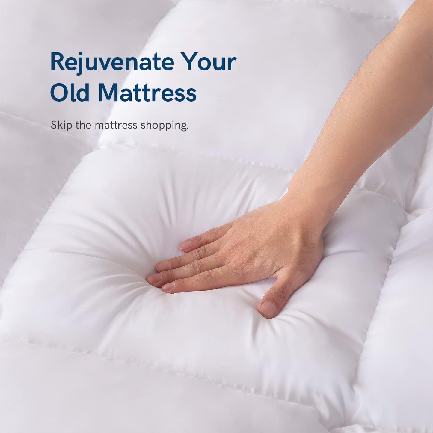 ELEMUSE Twin Mattress Topper for Back Pain, Extra Thick Mattress Pad Cover, Plush Soft Pillowtop with Elastic Deep Pocket, Overfilled Down Alternative Filling