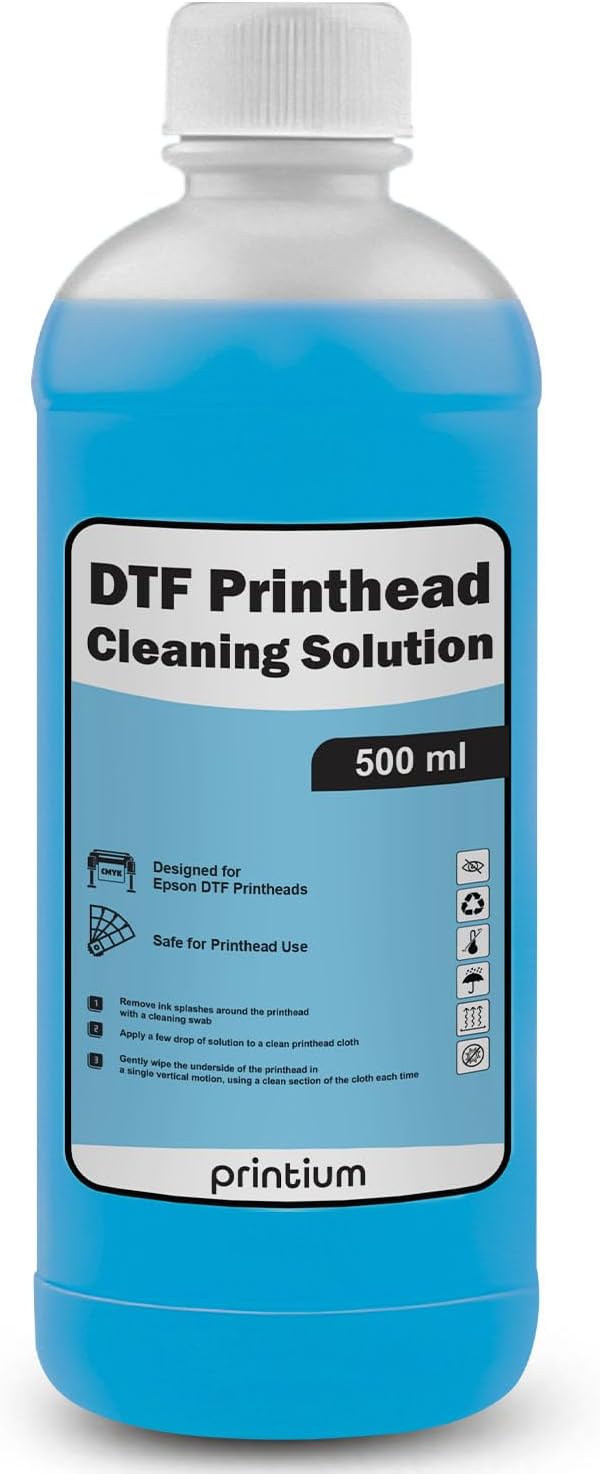 DTF Printhead Cleaning Solution 500ML (16.9 fl oz) – Nozzle Cleaner for All DTF Printheads Including I3200, XP600, L1800, ET8550, XP15000 – Removes Clogs & Dried Ink, Restores Smooth Flow