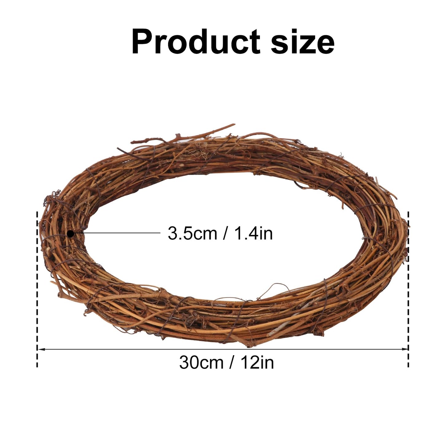 KUKLIPJIM 5 Pcs 12 Inch Natural Grapevine Wreath Set, Hand-Woven Vine Branch Wreaths for DIY Crafts, Christmas Decorations, Home & Event Styling