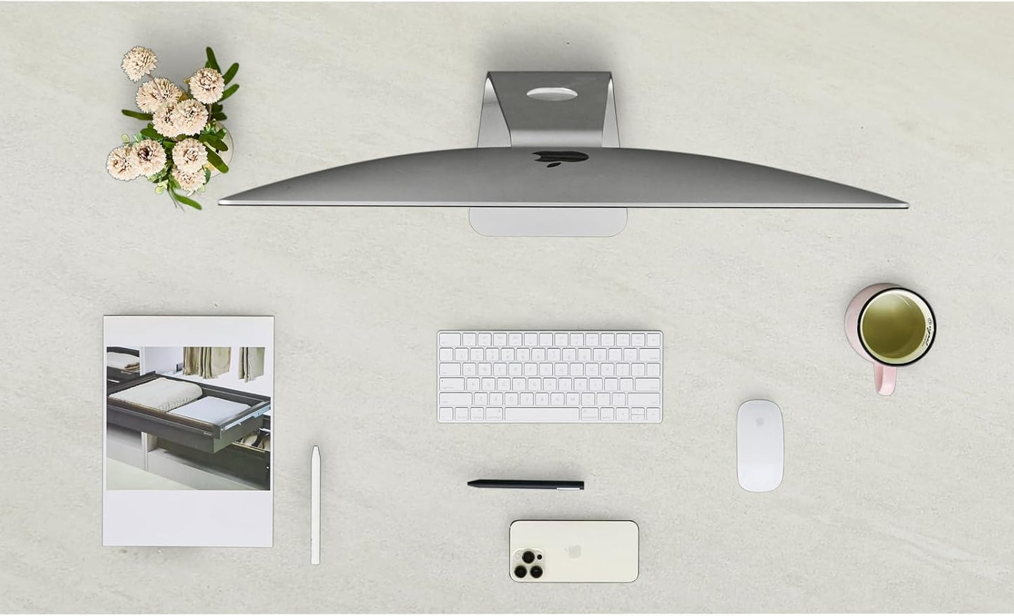 Kaboon Universal Tabletop 47.25"x30", Solid One-Piece Melamine Table Top, Double Desk L-Desk DIY, Home and Office,Sea Salt/White