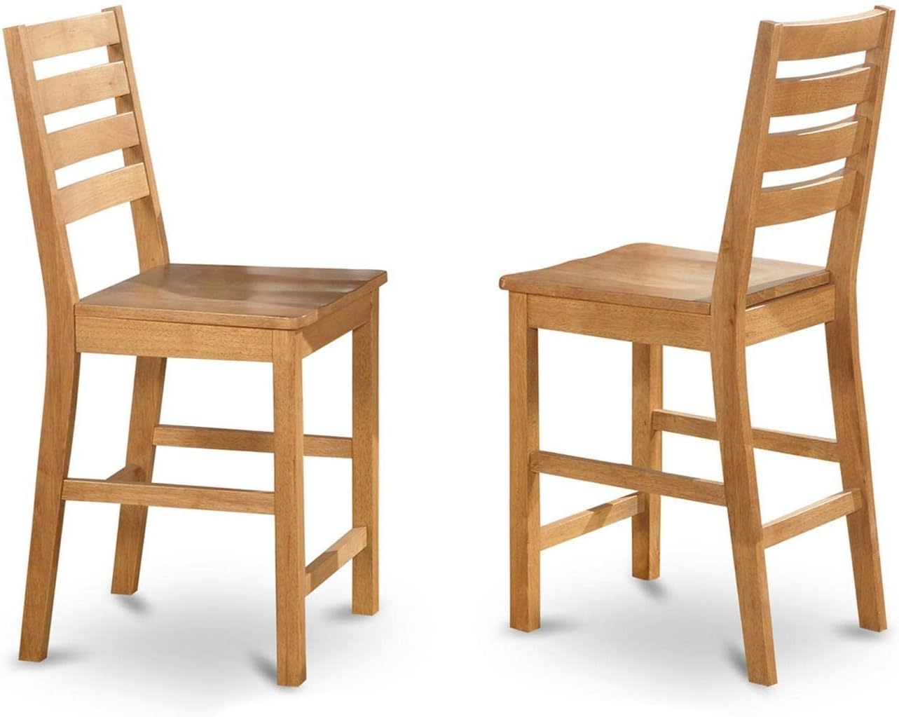 East West Furniture JACF3-OAK-W 3 Piece Counter Height Dining Set for Small Spaces Contains a Round Wooden Table with Pedestal and 2 Kitchen Chairs, 36x36 Inch, Oak