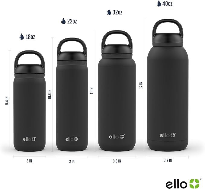 Ello Cooper Twist 32oz Stainless Steel Water Bottle with Chug Lid | Leak Proof | Double Walled and Vacuum Insulated | Built in Carry Loop | Dishwasher Safe | Antigua