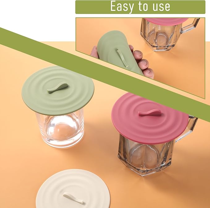 6 Pcs Silicone Lids for Cups, Silicone Cup Covers, 3.94 Inch Diameter Airtight Seal Lids, Universal Reusable Colorful Food Grade Anti-Dust Mug Cover Lid for Coffee, Tea, Drink Mugs (3 Colors)
