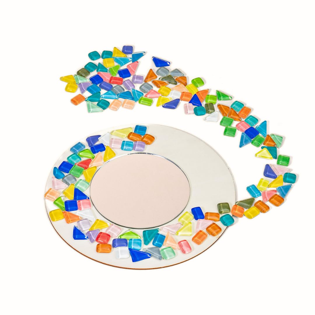 Sculpd Kids Mosaic Kit, Painting Craft Set for Kids Age 7+, Pottery, Includes Mosaic Tiles, 1 Tangram Tile Game, 2 Bags of Plaster, Additional Crafting Supplies & 1 Mirror, Montessori Education
