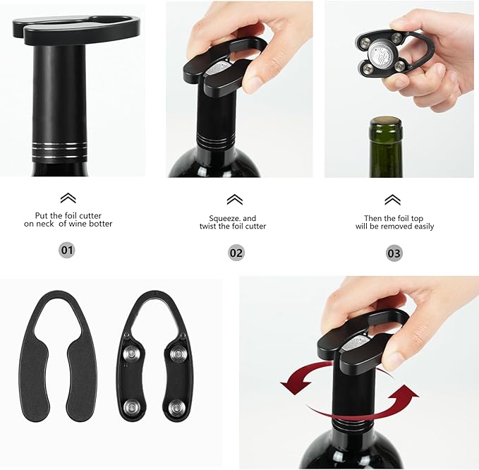 Air Pressure Pump Bottle Opener With Foil Cutter,Efficient|Lightweight|Funny Wine Opener,Simple Cork Remover,Efficient Corkscrew Bottle Opener,Great For Wine Lovers,Perfect Wine Gift. (3)
