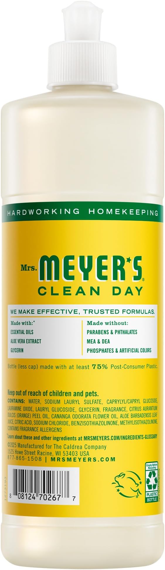 MRS. MEYER'S CLEAN DAY Liquid Dish Soap, Honeysuckle, 16 fl. oz